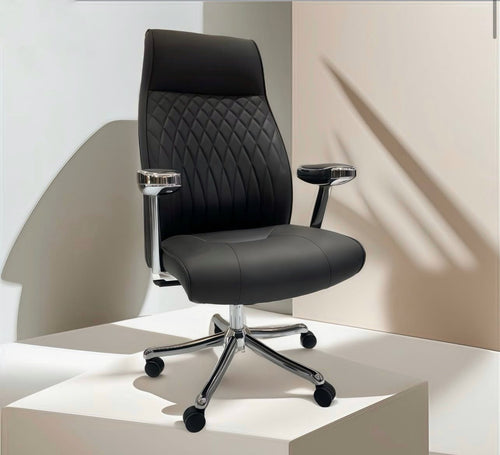 Chaise noir de Bureau Exécutive à Dossier Haut – Similicuir avec Fonction Inclinable