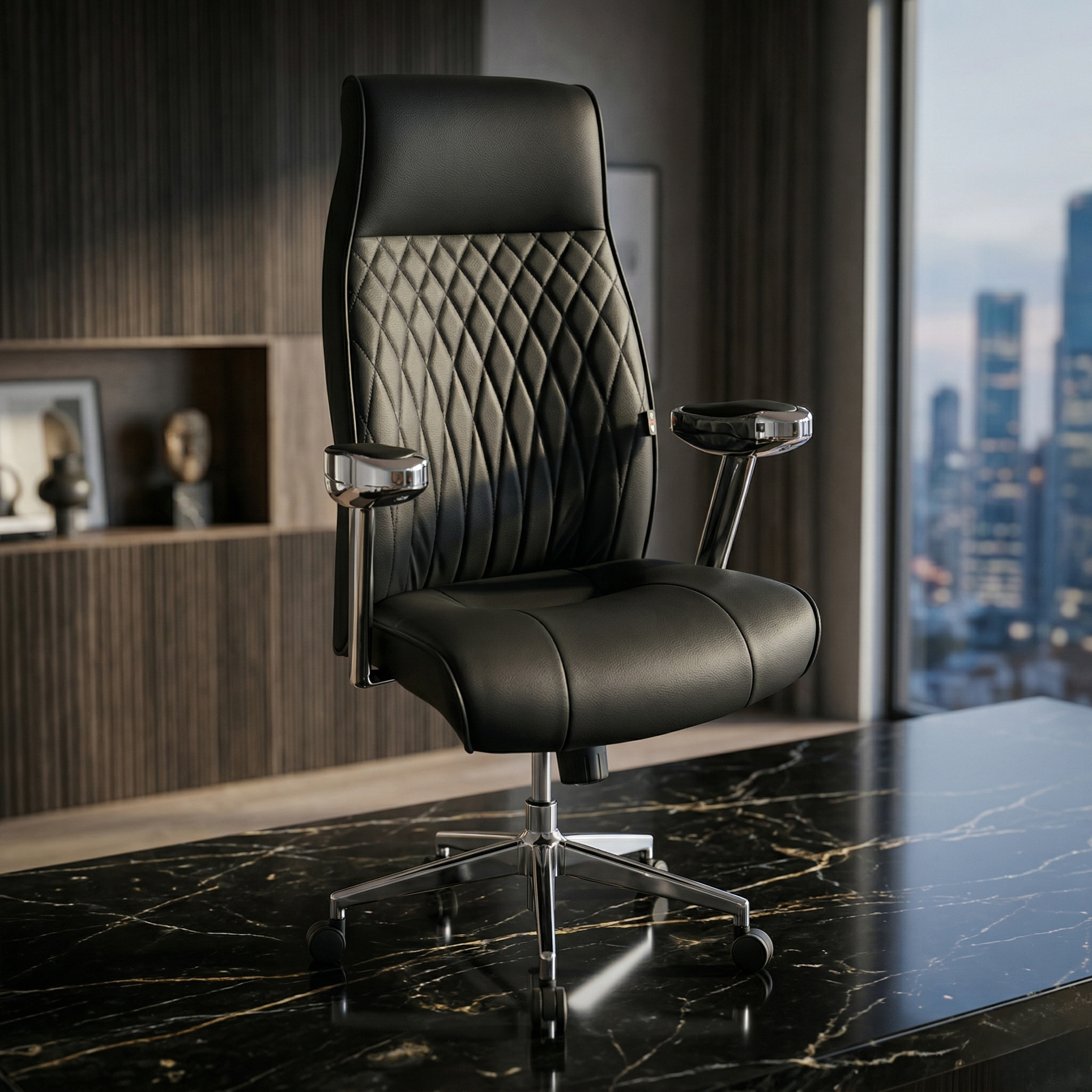 Chaise noir de Bureau Exécutive à Dossier Haut – Similicuir avec Fonction Inclinable